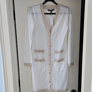 White House Black Market Cream and Tan Cardigan